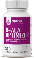 NERVE RENEW Optimizer - Nerve Support Supplement - 30 Capsules - 300 mg Stabilized R-Alpha Lipoic Acid per Capsule - Fast Absorption - Safe and All Natural
