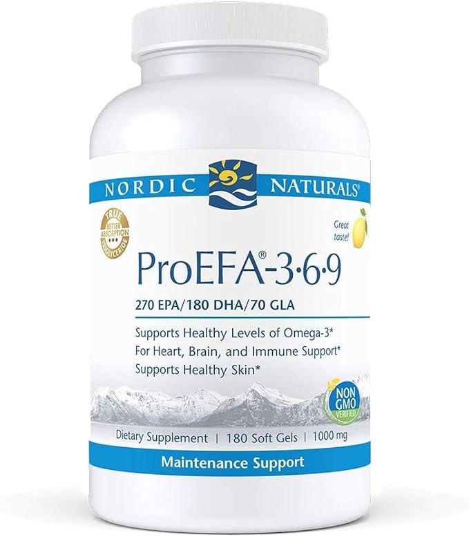 Nordic Naturals ProEFA 3-6-9 Lemon Flavor - 180 Soft Gels - 565 mg Omega-3 - EPA &amp DHA with Added GLA - Healthy Skin Cognition &amp Positive Mood - Non-GMO - 90 Servings