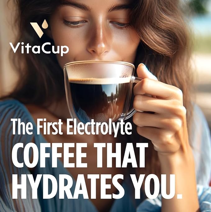 VitaCup Hydration Coffee Packets The First Coffee That Hydrates You w/Electrolytes Coconut Water Pink Himalayan Salt Magnesium Medium Roast Instant Coffee in Single Serve Sticks 18 Ct