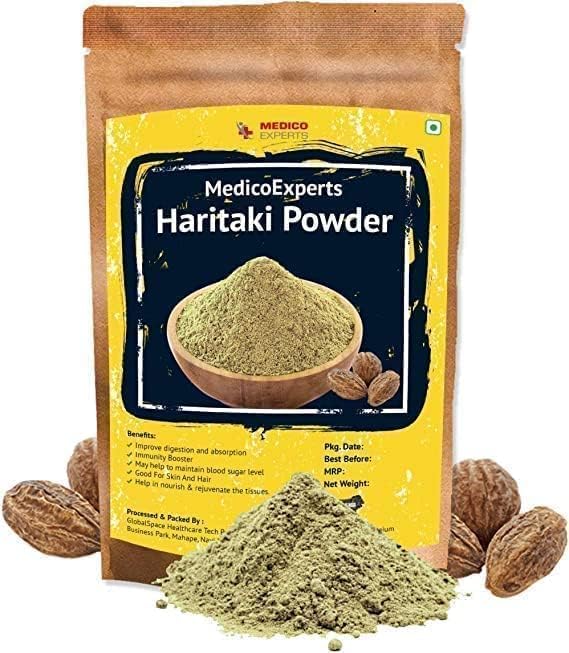 SENTA Haritaki Powder Organic - 100 GMS | 100% Pure Harde Powder | Kadukkai Powder | Harad Powder | Inknut Powder for Dark Circles Face Skin &amp Healthy Digestion