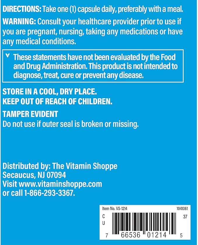 The Vitamin Shoppe Choline Inositol 500MG Once Daily Supplement (300 Capsules)