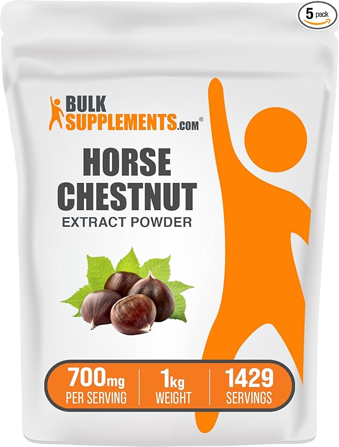 BulkSupplements.com Horse Chestnut Extract Powder - Horse Chestnut Supplement Herbal Supplement - Gluten Free 700mg per Serving 5kg (11 lbs) (Pack of 5)