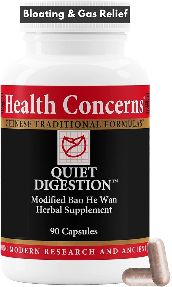 Health Concerns Quiet Digestion – Digestive Support for Upset Stomach Gas &amp Bloating – Herbal Chinese Formula with Bao He Wan – Supplement with Poria Barley &amp Mangolia Bark - 90 Capsules