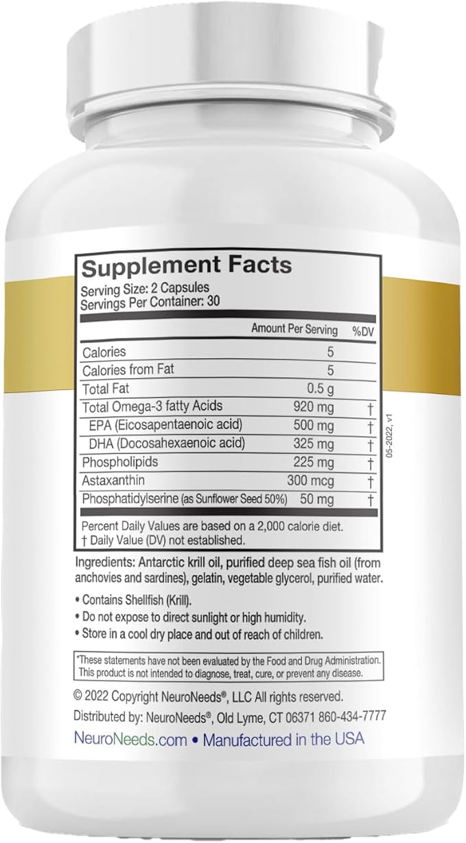 OmegaNeeds Omega-3 Fish Oil Supplement – 1000mg EPA &amp DHA Per Serving – Supports Brain Eye and Heart Health – Burpless Ultra-Pure Easy-to-Swallow Softgels – 60 Capsules