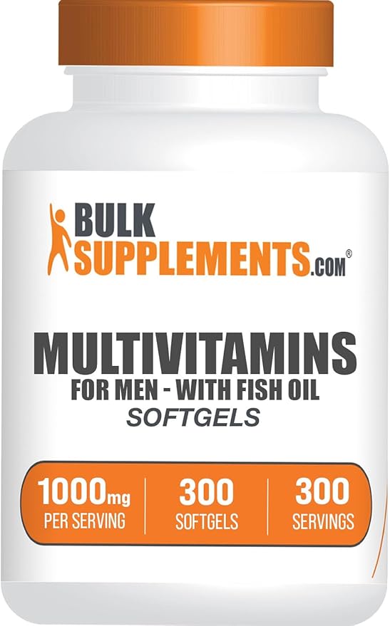 BulkSupplements.com Multivitamin for Men Softgels - Daily Multivitamin Supplement Multimineral for Men with Fish Oil - Gluten Free 1 Softgel per Serving (1000mg) 300 Count (Pack of 1)
