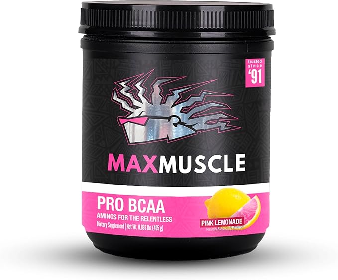 Max Muscle Pro BCAA Aminos for The Relentless 7G BCAA Post Workout Muscle Recovery (Pink Lemonade)