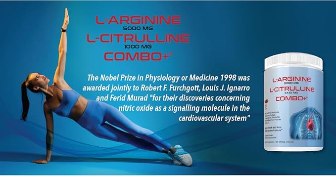 L-Arginine 5000mg &amp L-Citrulline 1000mg Combo+® - Mixed Berry 30 Servings 390g Nitric Oxide Booster Drink Mix Powder - CoQ10 &amp Organic Beet Root - High Potency Heart &amp Circulation Suppor