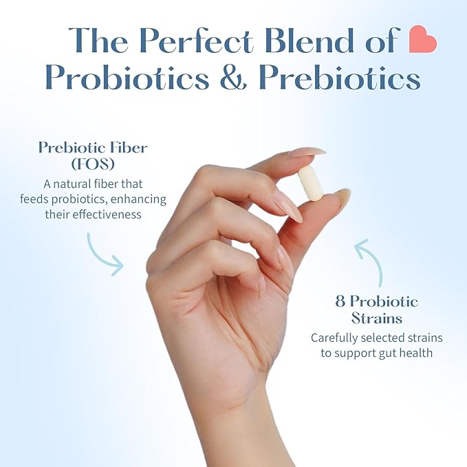 LOVEBUG Skinny Prebiotics and Probiotics for Women Digestive Health &amp Immune Support - 10 Billion CFU Probiotic Strains Gut Health Gas Constipation &amp Bloating 30ct