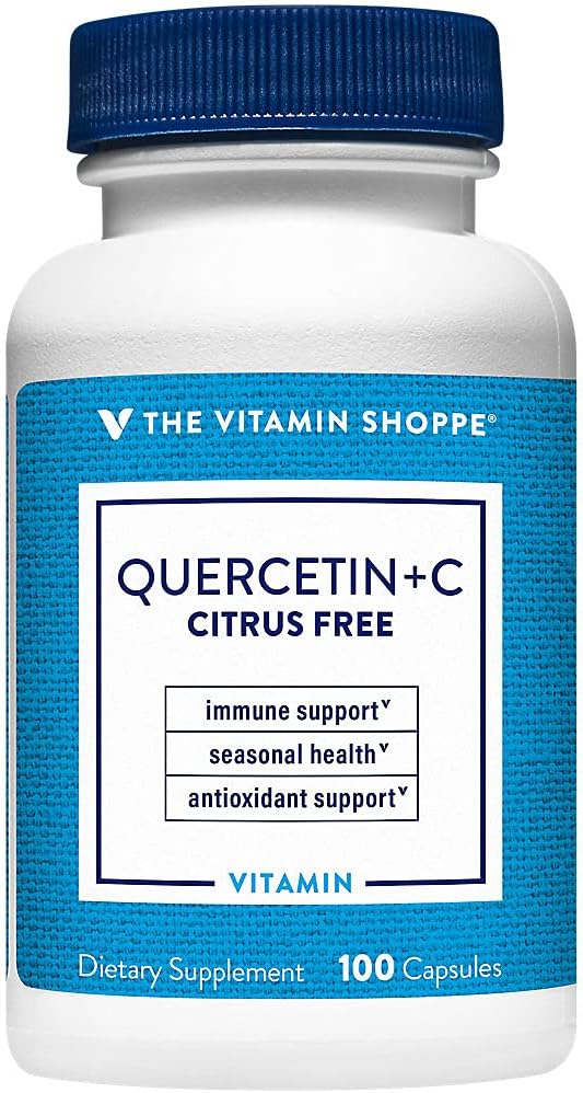 The Vitamin Shoppe Quercetin with Vitamin C - Immune &amp Seasonal Support | Citrus-Free Bioflavonoid | 100 Capsules | Year-Round