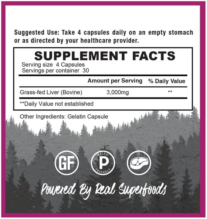 Wild Warrior Nutrition Grass Fed Dessicated Beef Liver - 120 Capsules - Grass Fed Grass Finished from New Zealand - No Fillers GMO Free Hormone Free Paleo