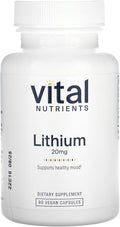 Vital Nutrients Lithium Orotate - Vegan Lithium Supplements for Memory State of Mind and Behavioral Health* - 20mg - Gluten Dairy Soy Free - 90 Capsules
