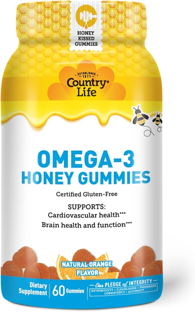 Country Life® Tart Cherry &amp Omega-3 Honey Gummies - Bundle - Non-GMO - Certified Gluten Free