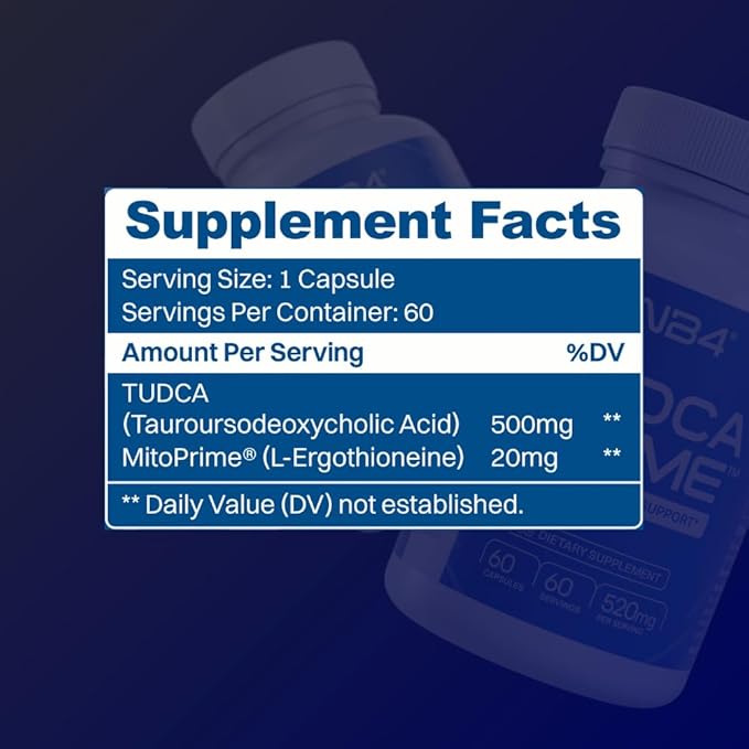TUDCA Prime | 520mg Per Serving | 60 Day Supply | TUDCA + L-Ergothioneine | Advanced Liver Support