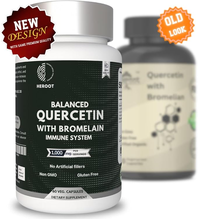 500mg Quercetin with Bromelain Capsules: Respiratory Support Non-GMO | Gluten Free | Supports Overall Health &amp Well Being (60 Capsules)