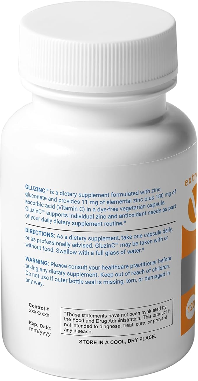 Zinc MG11+VC Immune Formula | Zinc Gluconate 11mg + Vitamin C 180mg | 120 Dye-Free Vegetarian Capsules