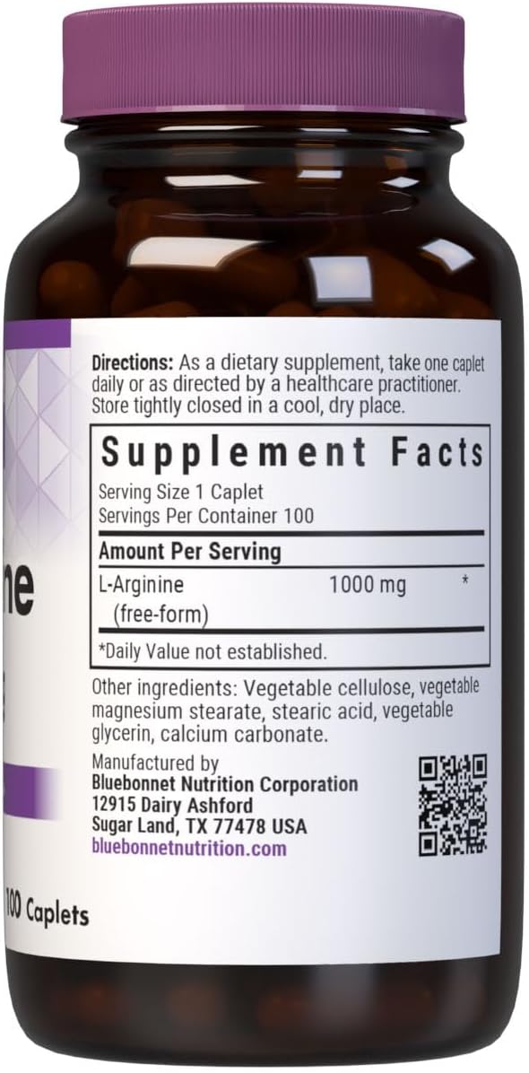Bluebonnet LArginine 1000 Mg Vitamin Capsules 100 Count