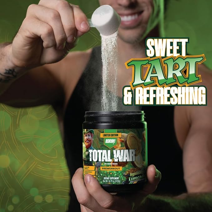 REDCON1 Total War Pre Workout - Leprechaun Limeade 320mg Caffeine Beta Alanine + L-Citrulline Malate Increase Pump &amp Focus (30 Servings)