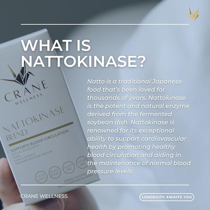 NATTOKINASE Blend 6000 FU | Non-GMO Vegan Gluten Free | Made in Japan Family Owned Over 50 Years | Traditional Japanese Enzyme