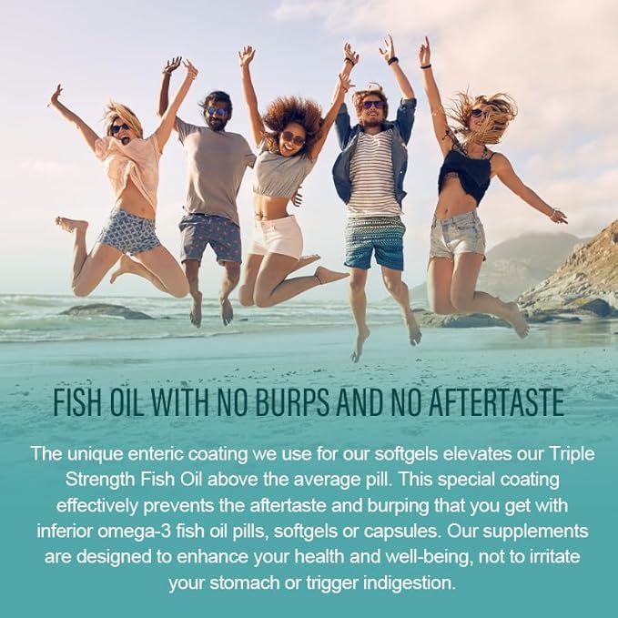 Triple Strength Wild Alaskan Fish Oil Omega-3 2500mg EPA 1300mg + DHA 1200mg Supplement for Heart and Joint Health 2 Month Supply 120 Softgels