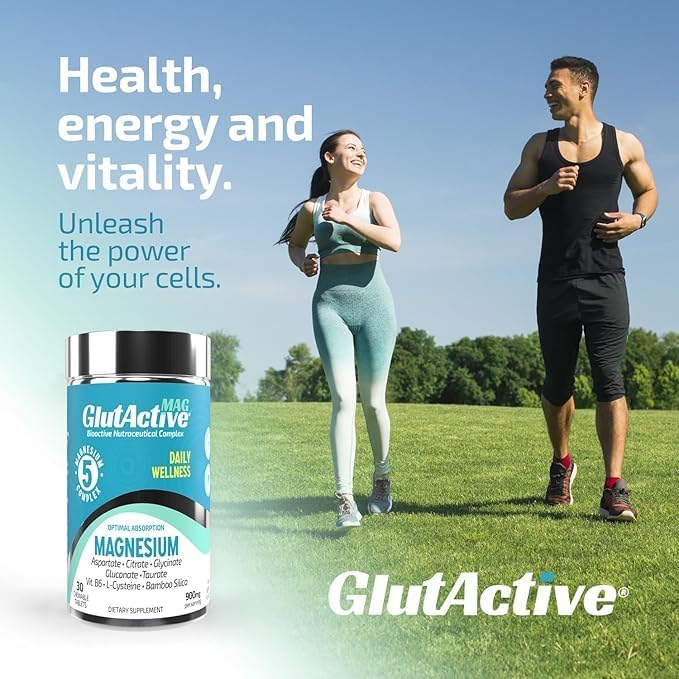MAG | 750mg of Magnesium Glycinate Taurate Aspartate Gluconate &amp Citrate for Muscles Nerves &amp Energy | High Absorption | Sugar Free | 30 Chewable Tablets