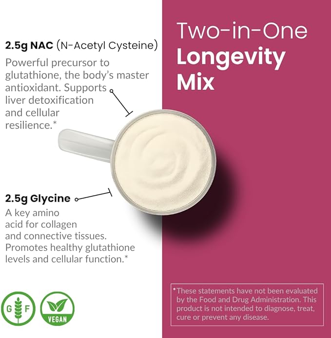 NAC + Glycine Powder - 2500mg - Glutathione Production Immune Support &amp Cellular Energy
