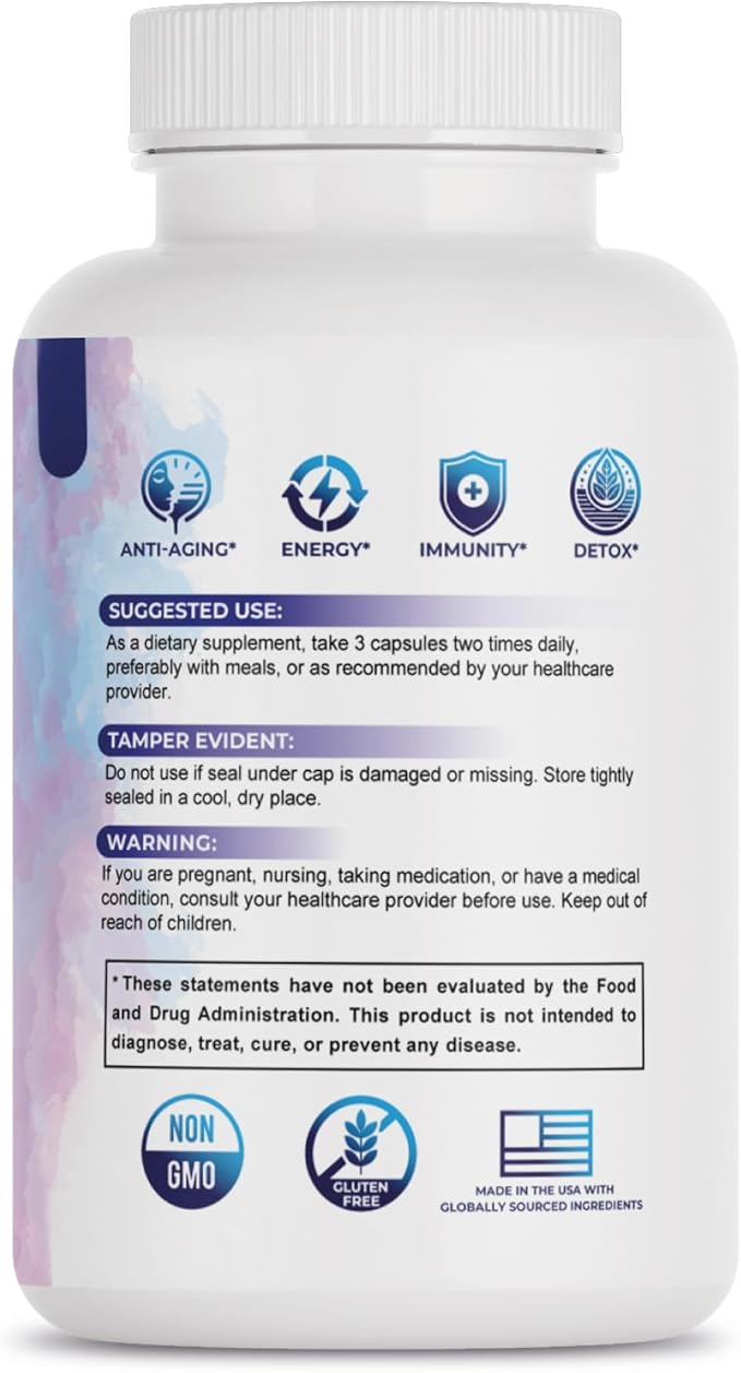 14-in-1 Advanced Absorption Antioxidant Dual-Action Support: Setria® &amp NAC 5 Patented Ingredients for Energy Skin Detox Immune Defense &amp Mental Clarity – 90 Capsules