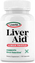 LIVERITE Liver Aid with Milk Thistle 150 Capsules Supports Healthy Liver Function Cleansing Energy &amp Daily Wellness