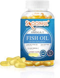 Spoonful Omega 3 Fish Oil Enteric Coated 2400mg 200 Capsules Burpless Rapid Release Softgel Capsules Made in USA NSF-Certified