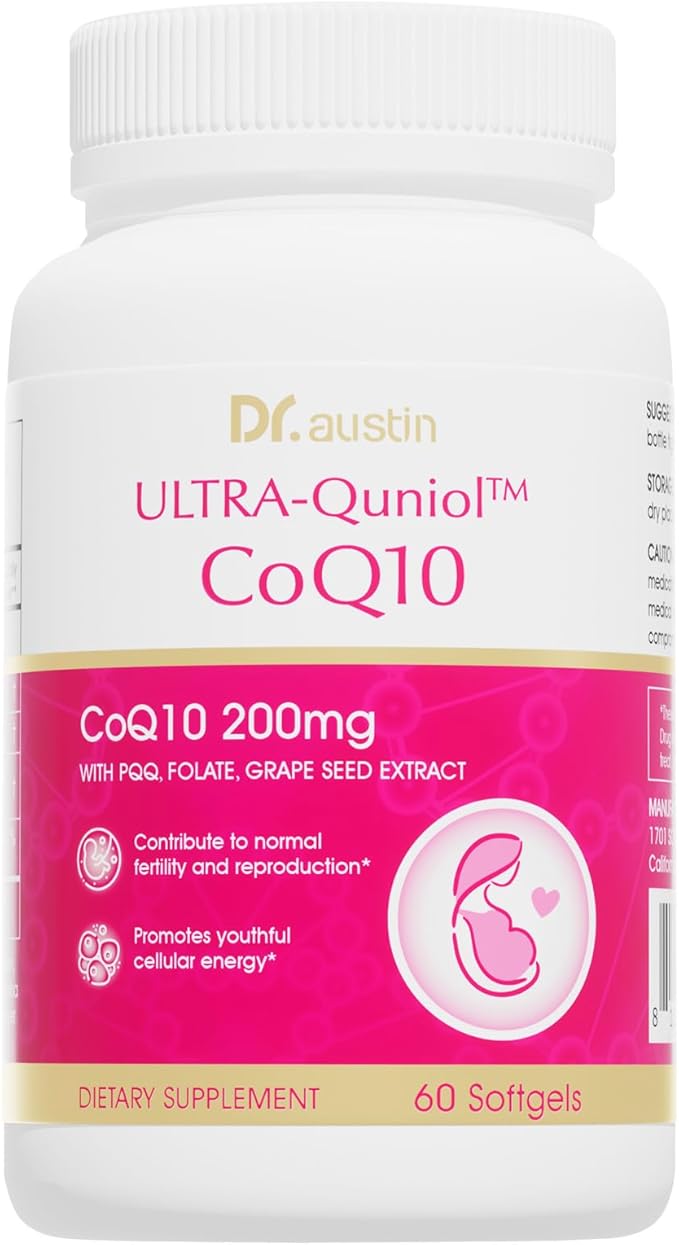 DRAUSTIN Coenzyme Q10 Preparation for Pregnancy Reduction 200mg Mitochondrial PQQ Folic Acid Imported from The United States 60 Count