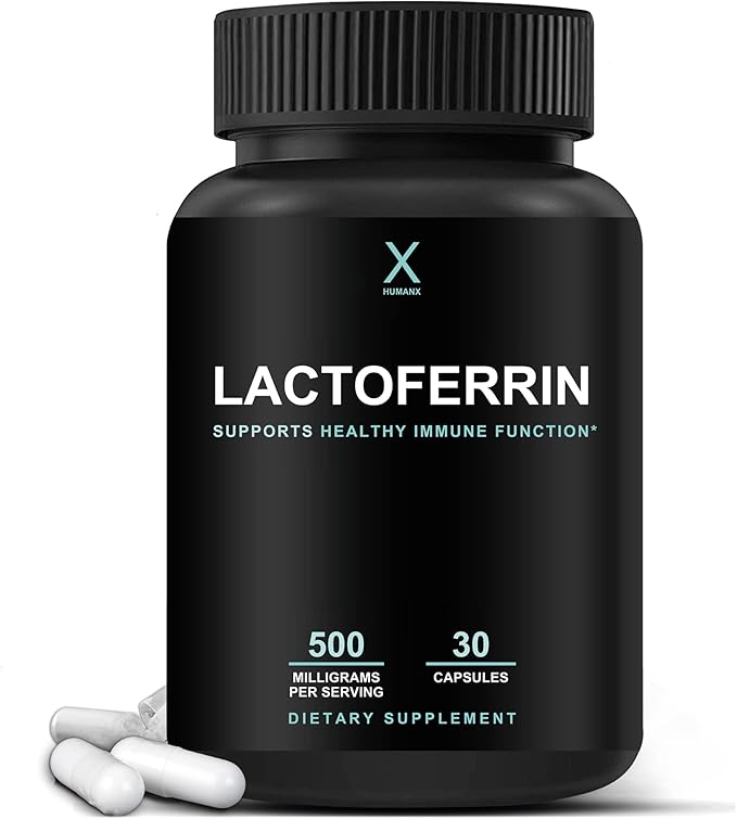 HUMANX Lactoferrin 500mg - Powerful Serving Size (Gluten Free Non GMO Soy Free Supplements) - A Component in Colostrum - USA Made Supports Healthy Immunity Iron Utilization &amp Absorption