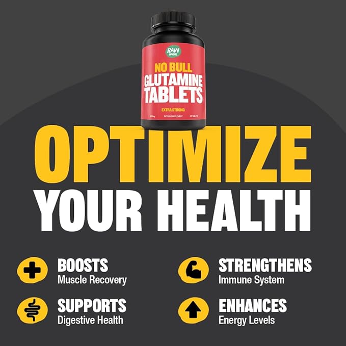 “No Bull” L-Glutamine Tablets Pure L Glutamine Pills Non GMO L Glutamine Supplement Naturally Vegan Vegetarian Friendly and Gluten Free 1000mg
