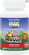 NaturesPlus Animal Parade MagKidz Natural Cherry Flavor - 90 Animal-Shaped Chewable Tablets - Pack of 3 - Bone &amp Muscle Health Support - Non-GMO Vegan Gluten Free Sugar Free - 135 Total Servi