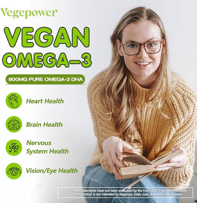 Vegan Omega-3 + Vitamin B12 Gummy | Algae Omega-3 DHA Supplements for Brain Heart Eyes Health | Methyl B12 1000 mcg &amp Vitamin D 5000 IU for Energy and Immune Support - 90 Count
