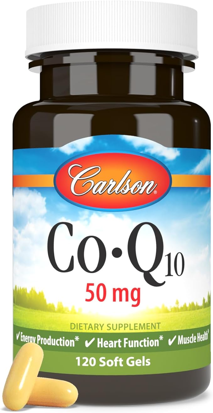 Carlson - Co-Q10 Co-Enzyme Q10 50 mg Energy Production &amp Heart Function 120 Softgels