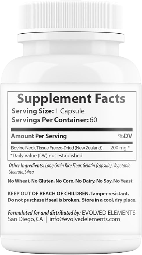 Thyroid – Raw Grass-Fed Desiccated – New Zealand Sourced - Energy &amp Metabolism Support – Non-GMO 60 Capsules