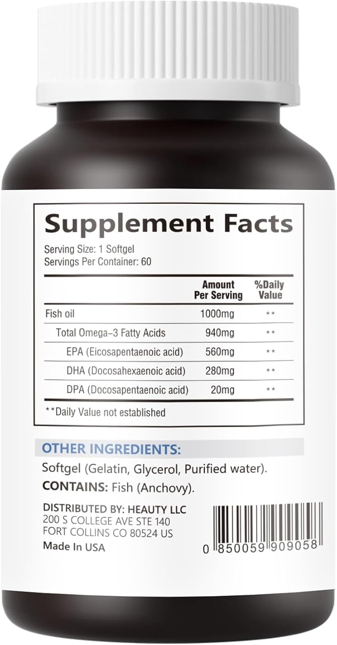 Omega-3 Fish Oil containing Curcumin and Vitamin D3 Liquid Soft Dietary Supplement Capsules.