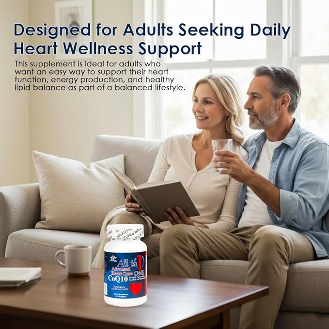 All in One Advanced CoQ10 Supplement | Co Q 10 Supplement with Omega-3 Fish Oil Flaxseed Oil Soy Lecithin &amp Vitamin E | Heart Health Support | 120 Softgels