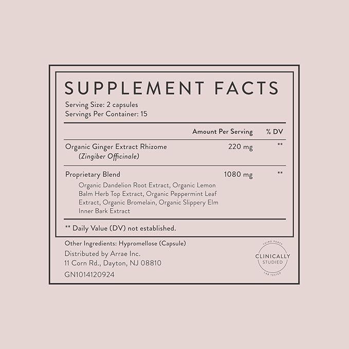 Arrae Fast-Acting Bloating Relief Digestive Enzymes All Natural Bloat Gas &amp Indigestion Relief Capsules (30 Count)