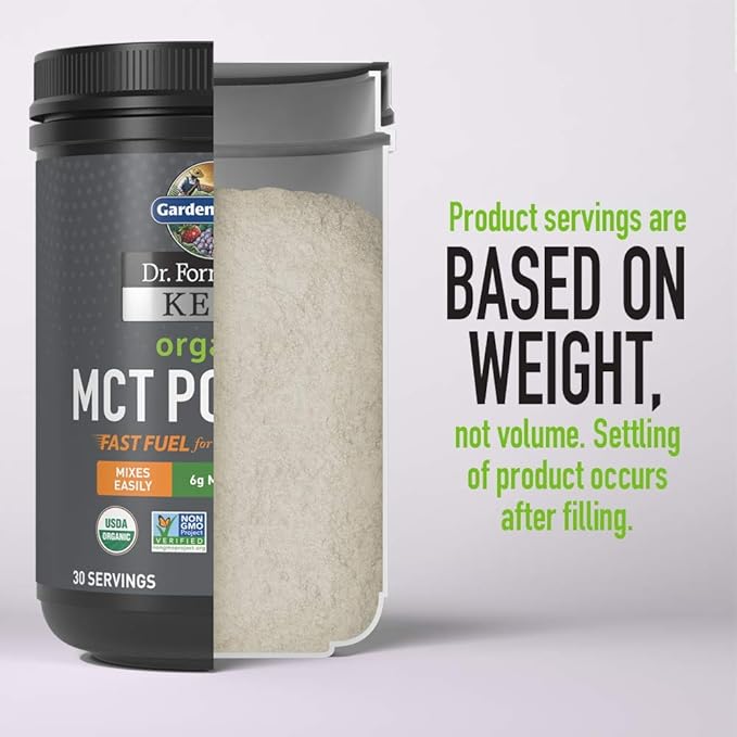Garden of Life Dr. Formulated Keto Organic MCT Powder - 30 Servings 6g MCTs from Coconuts plus Prebiotic Fiber &amp Probiotics Certified Organic Non-GMO Vegan Gluten Free