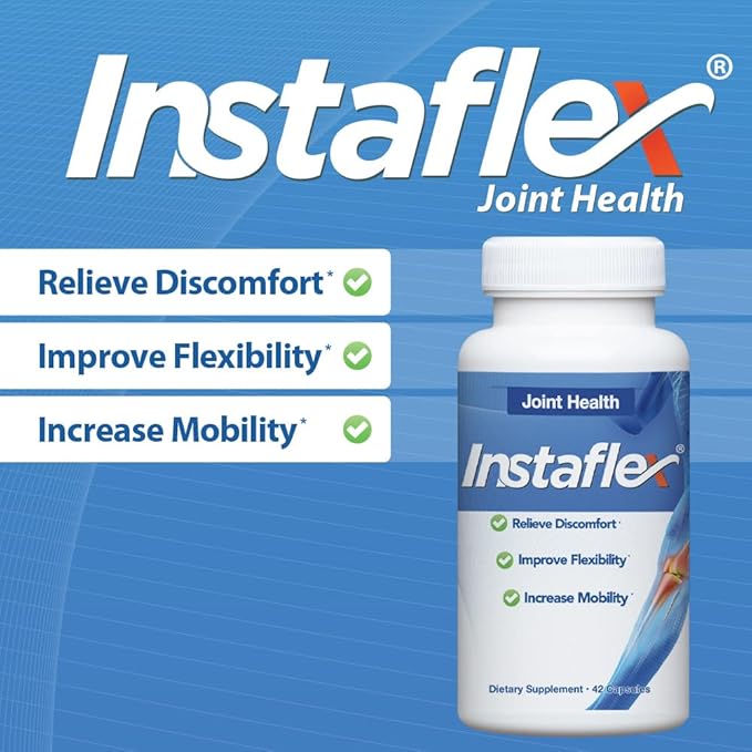 Instaflex Joint Support Supplement for Men and Women - Glucosamine MSM White Willow Turmeric Ginger Cayenne Hyaluronic Acid - 42 Capsules