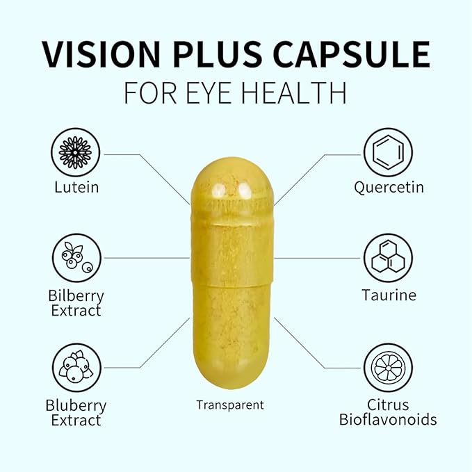 Vision Plus Eye Vitamins with Lutein 20mg Bilberry &amp Blueberry Extract - Key Antioxidants for Eye Health Support - 90 Capsules Non-GMO