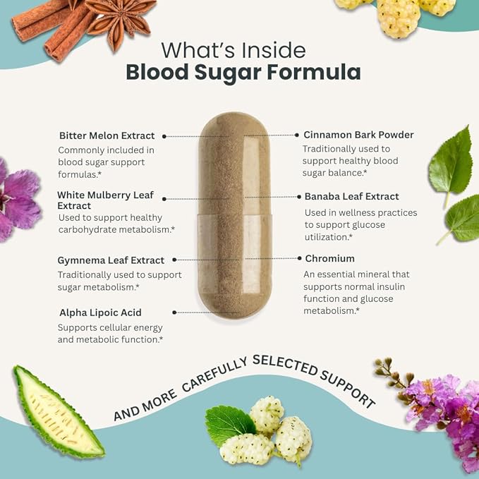 Blood Sugar Formula (3 Pack) Metabolic Support with Cinnamon Banaba Bitter Melon Guggul Licorice Gymnema Juniper Alpha Lipoic Acid &amp Chromium | Made in USA GMP Certified