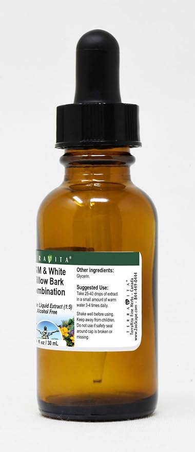 MSM &amp White Willow Bark Combination Glycerite Liquid Extract (1:5) - No Flavor (1 oz ZIN: 522752) - 3 Pack