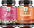 Bundle of PMS Support with DIM Chasteberr Black Cohosh Ashwagandha for Period Cramps Menopause Mood Swing and Thyroid Support with L Tyrosine Bladderwrack Selenium &amp Ashwagandha for Hormone Balan