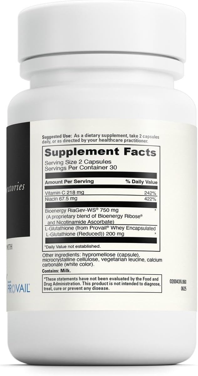 DAVINCI Laboratories NAD+ Activate with Glutathione - Cellular Energy Support Brain Health &amp Healthy Aging* - Vegetarian Soy Free &amp Gluten Free - 60 Capsules (30 Servings)