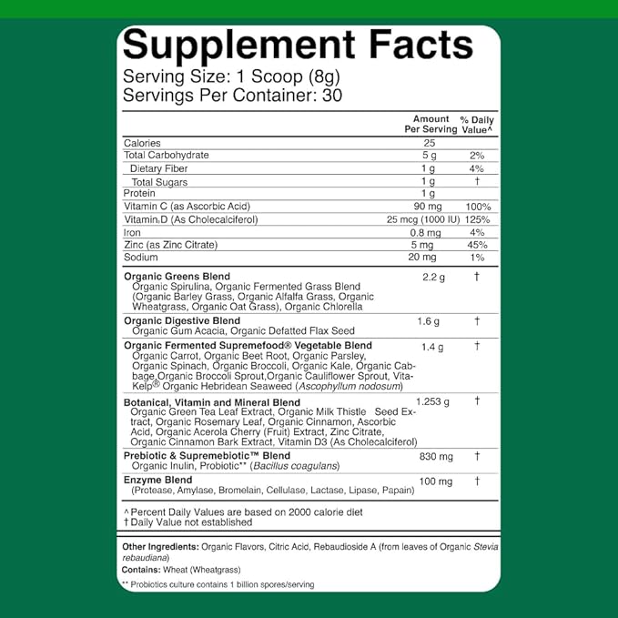 Divine Health Dr. Colbert MD Superfood Package | 30 Servings of Green Supremefood &amp Red Supremefood 14 Organic and Fermented Green Vegetables and Grasses | 8 Organic Fruits