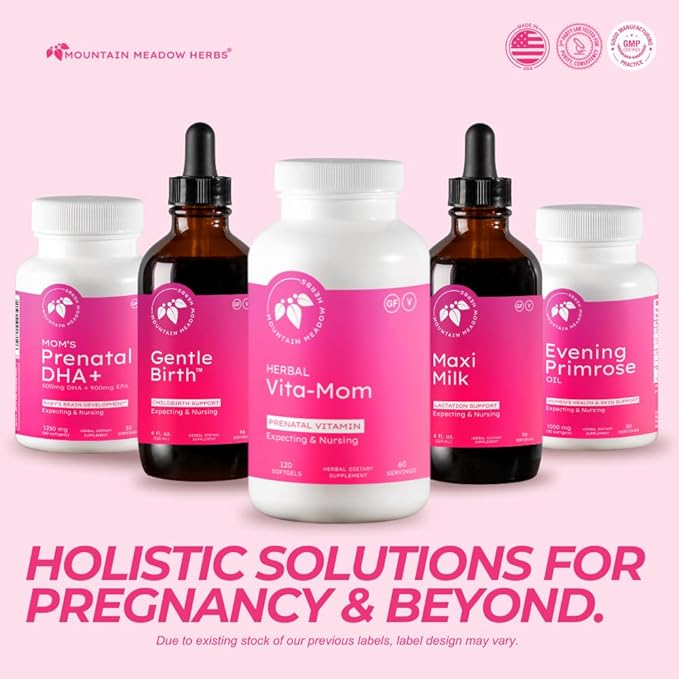 Mountain Meadow Herbal Vita-MOM Prenatal Vitamins – Herbal Supplement for Women with 5-MTHF Folate Iron Multivitamins &amp Organic Herbs – 120 Softgels (2-Month Supply)