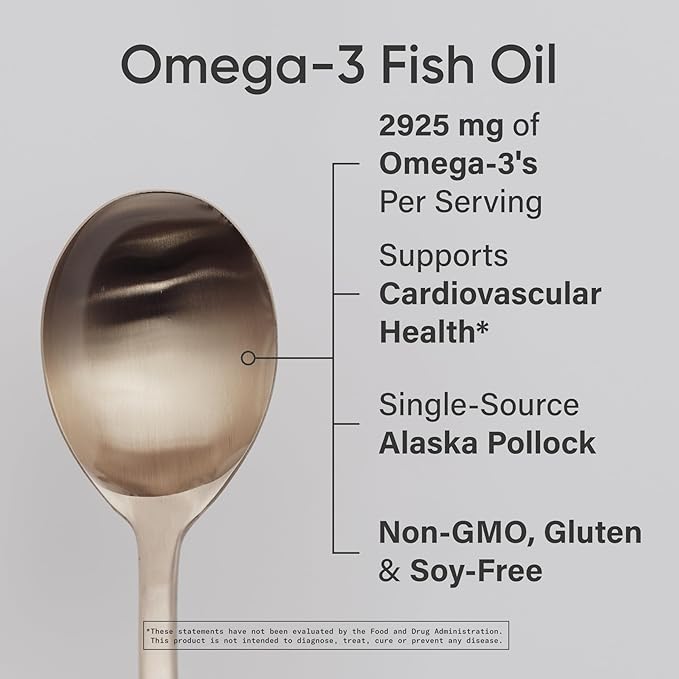 Sports Research® Omega-3 Fish Oil 8oz Glass Bottle - 4685mg of Wild Caught Alaska Pollock Fish Oil per Serving - Easy-to-Take Liquid · Lemon Flavor · Non-GMO · MSC Certified Sustainable - 48 Servings