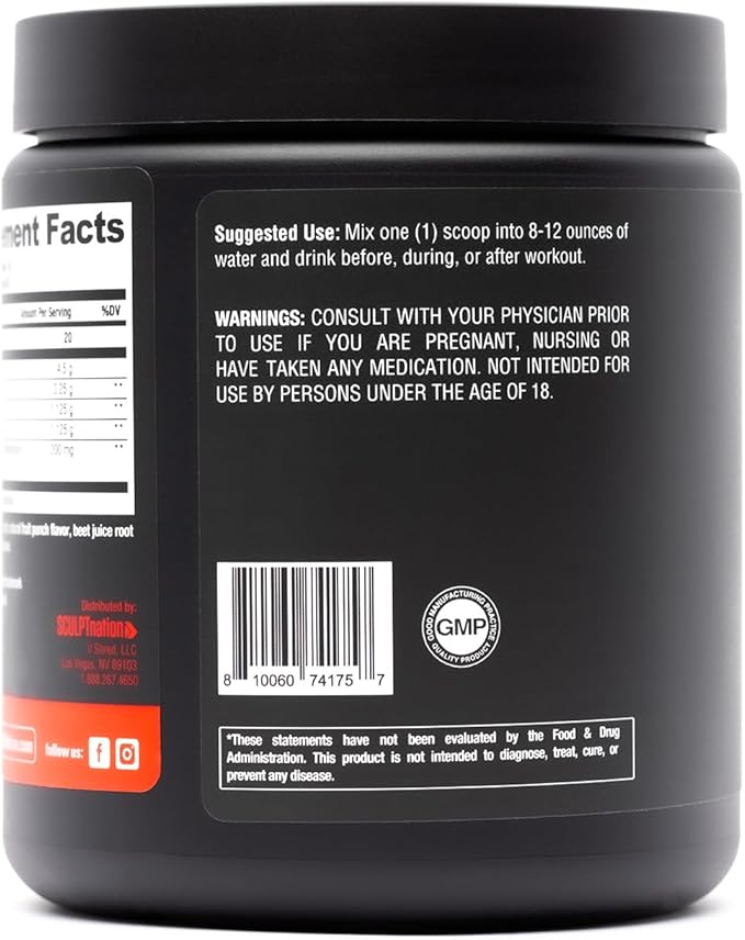 Sculpt Nation by V Shred BCAA Powder - Powerful Amino Acids Blend to Support Recovery and Endurance Branch Chain Essential Amino Acids Fruit Punch - 30 Servings