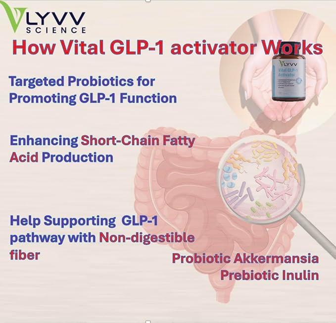 Vital GLP-1 activator Supplement | Probitoic and Prebiotic AkkAkkermansia White Mulberry Leaf Extract Green Tea Leaf Extract Natural Support for Digestive Health Gut Health Blood Sugar Balance